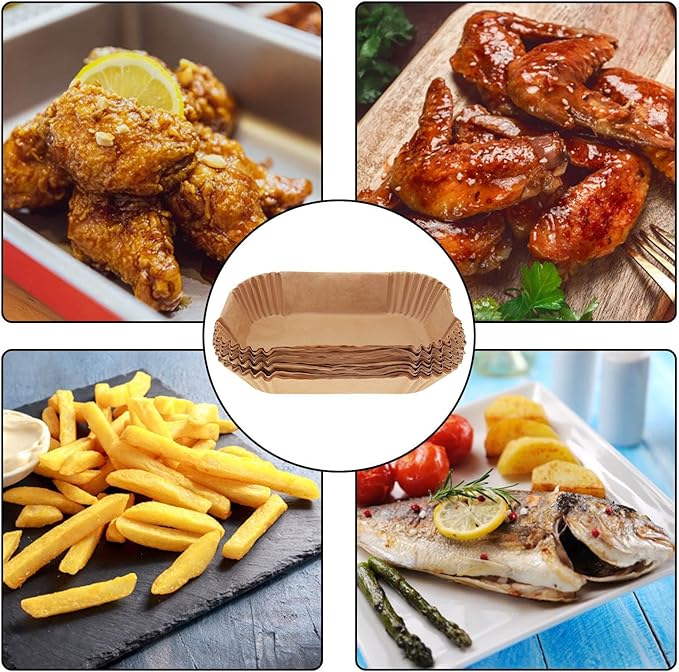 Air Fryer Liners 200pc, Disposable Air Fryer Paper Liners High Temperature Resistant, Rectangle air Fryer Parchment liner 9Qt, Airfryer liner Baking Paper for Ninja DZ201, AirFryer Accessories