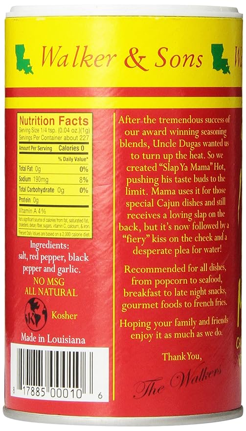 Slap Ya Mama Cajun Seasoning from Louisiana, Hot Blend, No MSG and Kosher, 8 Ounce Can (Pack of 2)