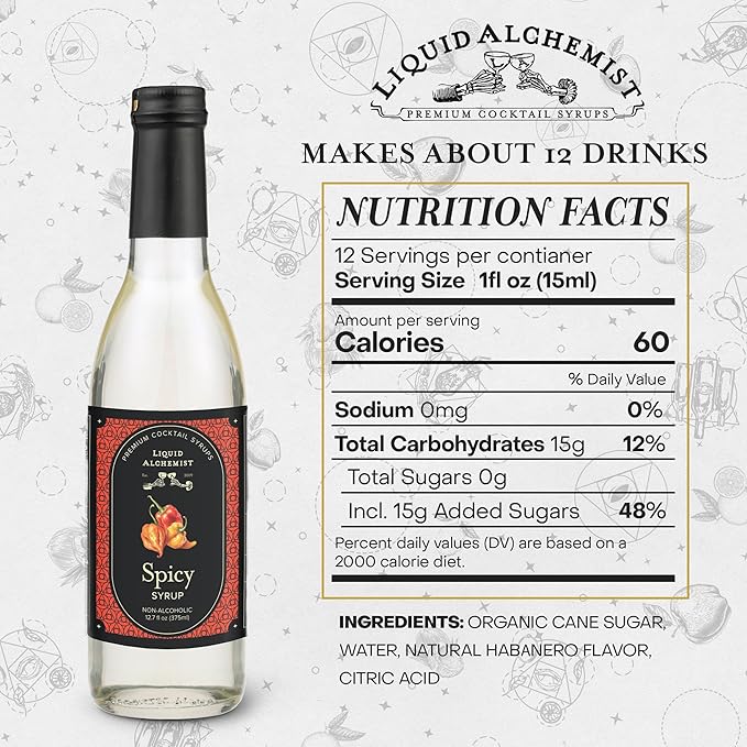 Liquid Alchemist Spicy Habanero Infused Simple Syrup for Cocktails – Real Ingredients Make our
