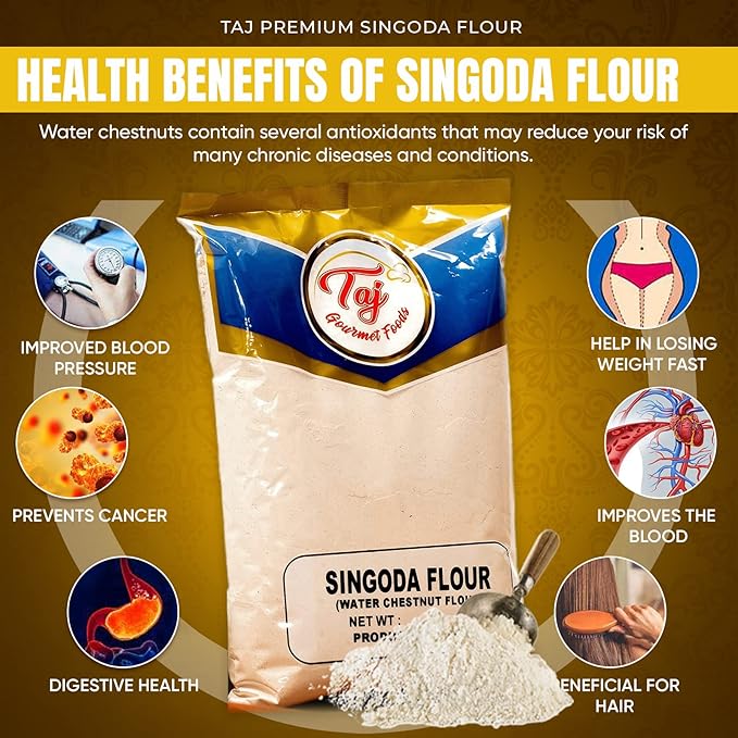 TAJ Premium Singoda Flour, Water Chestnut Flour, 4-Pounds