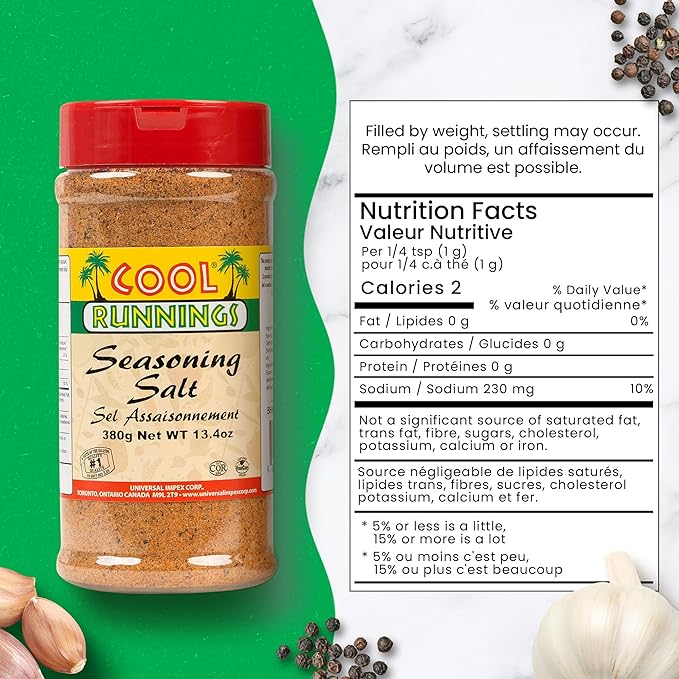 Cool Runnings Seasoning Salt 380g - Perfect for Enhancing Meats, Fries, Vegetables, and Snacks such as Popcorn, Ideal for Everyday Seasoning and Meal Prep