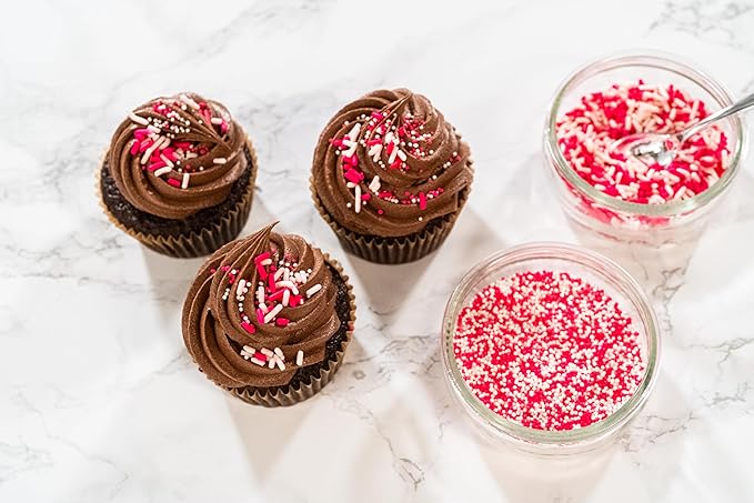 Bakerpan Pink and White Nonpareils Sprinkles - 7 Ounces Sprinkles For Cake Decorating - Edible Nonpareils for Cupcakes, Ice Cream, Cake Decorations (Made in USA)