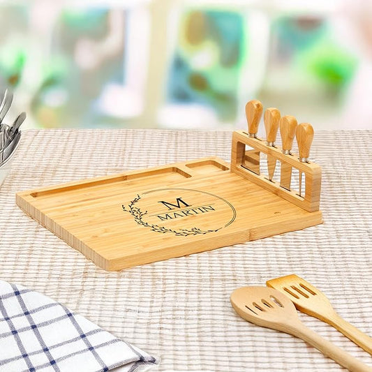 RoyalHouse Personalized Charcuterie Board, Custom Bamboo Engraved Cheese Board, Customized Gifts, Bridal Shower Gifts, Perfect for Personalized Wedding and Christmas Gift