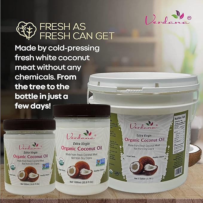 Organic Verdana Extra Virgin Coconut Oil ??USDA Organic, Unrefined Cold Pressed Oil for Baking and Cooking ??32 Oz