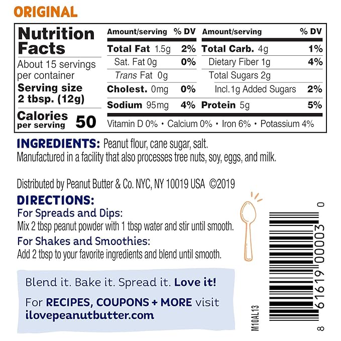 Peanut Butter & Co. Powdered Peanut Butter, Non-GMO, Gluten Free, Vegan, Original, 6.5 Ounce Jars (Pack of 6)