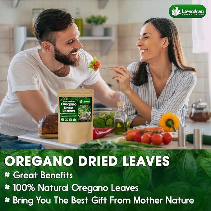 Lavendium, Premium 8 oz Dried Oregano Leaves ??100% Pure, Non-GMO, Gluten-Free, Vegan ??Aromatic Herb for Cooking, Seasoning, Sauces, and Pizza ??No Additives ??Resealable Bag