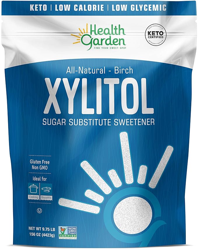 Health Garden Birch Xylitol Sweetener - 9.75 LB Resealable Bag - Pure Birch Xylitol - Non GMO, Kosher, and Made in the U.S.A. - Ideal Powdered Sugar Substitute - Non-GMO Sugar Alternative