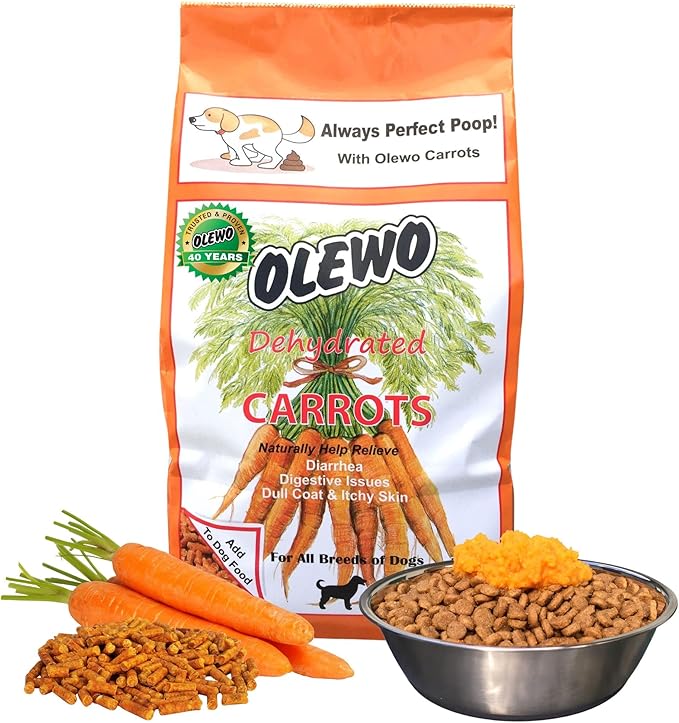 Olewo Original Carrots for Dogs ??Fiber for Perfect Poop, Dehydrated Dog Food Toppers for Picky Eaters, Natural Skin & Coat Support, Multivitamin, Probiotics for Digestive & Gut Health, 2.2 lbs