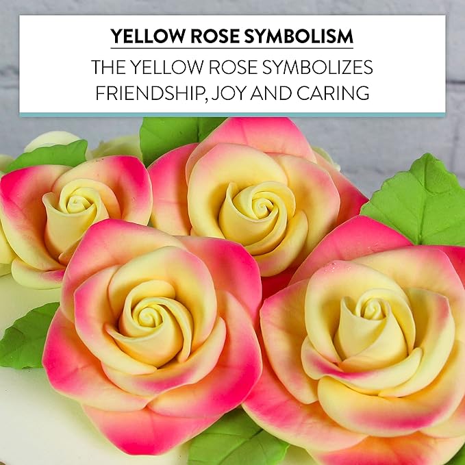 Global Sugar Art Exquisite Rose & Leaf Edible Sugar Cake Flowers Kit, Yellow with Rose by Chef Alan Tetreault
