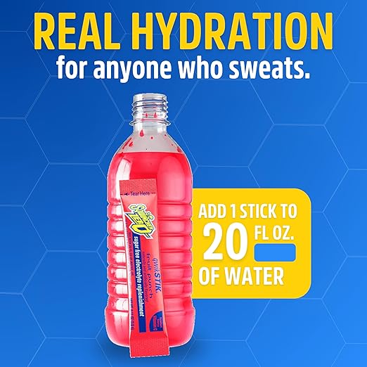 Sqwincher Zero Qwik Stik, Fruit Punch, Sugar Free, Low Calorie, Low Sodium Electrolyte Powder Hydration Drink Mix, .11 0z Packet (Pack of 50)