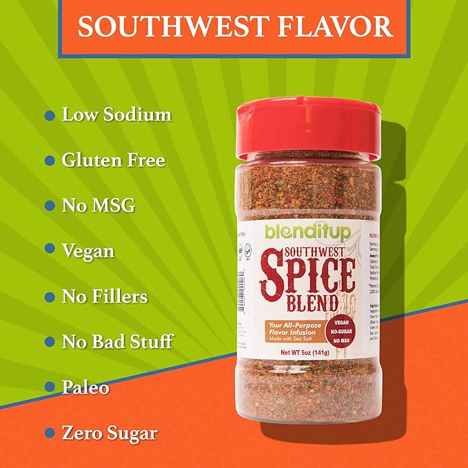 Southwest Spice Blend | Gourmet Spices with Sea Salt | Healthy to Add to Any Dish | Low Sodium, No Gluten, No MSG, No-Sugar | 5oz