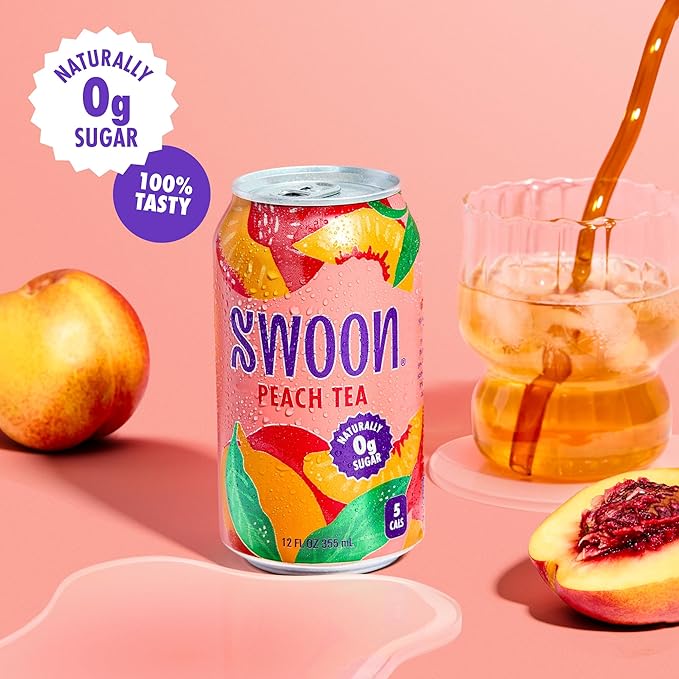 Swoon Peach Tea - Sugar Free, Low Carb, Paleo-Friendly, Gluten Free - Flavored Keto Drinks Made with Organic Black Tea & Sweetened by Monk Fruit and Stevia (Pack of 12)