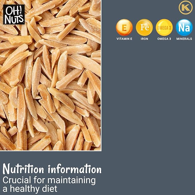 Oh! Nuts Almonds Toasted Slivered - Raw - 100% Natural - 1 lb - High-Protein Almonds - Packed in New York Zip-Seal Bag for Exceptional Freshness