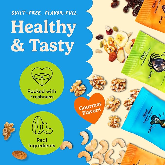 Nuts.com ??Organic Dried Fruit and Nuts Variety Box ??Gourmet Assortment for Summer and Festive Gifts ??Includes Organic Cashews, Almonds, Walnuts, Raisins, and Trail Mix