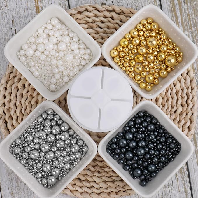Sprinkles Pearl Mix 4 Colors for Cake Decorating, Gold White and Silver Sprinkles Black Pearl for Baking Cake Cupcake Cookie Ice Cream Brownie Decoration 116gm