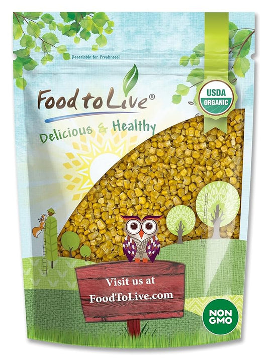 Food to Live Organic Super Sweet Corn, 1 Pound - Freeze-Dried Kernels, Non-GMO, Kosher, Healthy Snack, Bulk, Grown in the USA