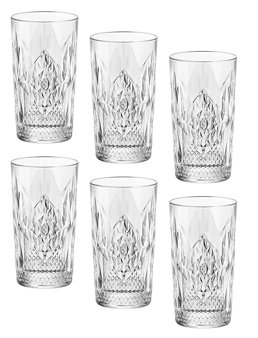 Bormioli Rocco Bartender Stone 16.5 oz. Cooler Glasses, Clear, Set of 6