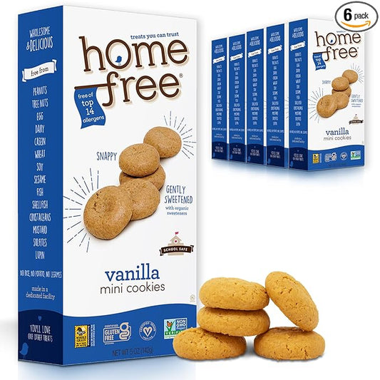 Homefree Treats you Can Trust, 70% Organic, Vanilla Mini Cookies, 5-Ounce (Pack of 6)