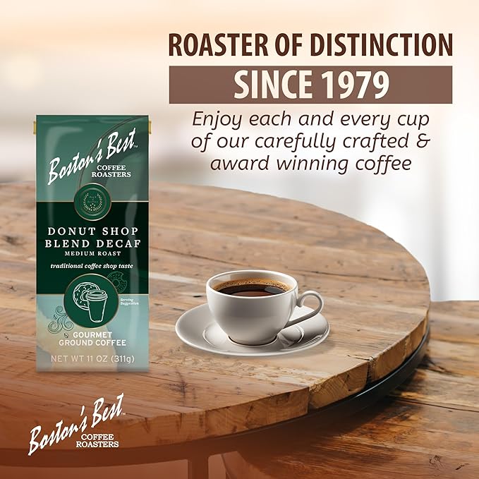 Boston???Best Coffee - Hearty Medium-Roast Donut Shop Decaf Gourmet Premium Ground Coffee, 11 oz. / 311 g Bag