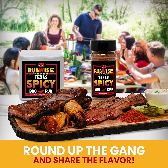 Spicy BBQ Rub by RubWise, Texas Style Brisket Rub All Natural Dry BBQ Rub for Smoking & Grilling, No MSG, 6.25oz