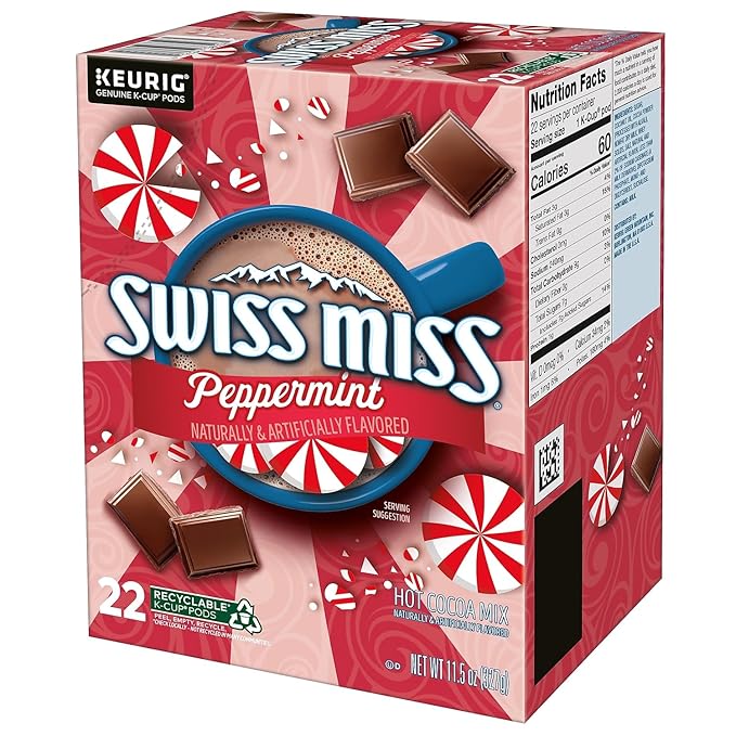 Swiss Miss Chocolate Peppermint Hot Cocoa Mix, Keurig K-Cup Pod, 22/Box (5000355689)