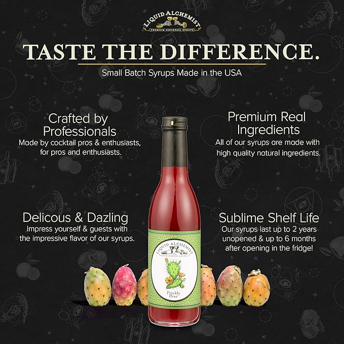 Liquid Alchemist Prickly Pear Syrup for Cocktails - Real Ingredients Make our Prickly Pear Puree a Perfect Margarita Mix - Our Vegan Drink Syrups are Non-GMO & Last up to 2 Years (12.7 oz)