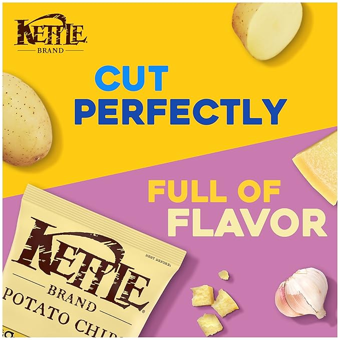 Kettle Brand Potato Chips Parmesan Garlic Kettle Chips, 7.5 Oz (Pack of 2)