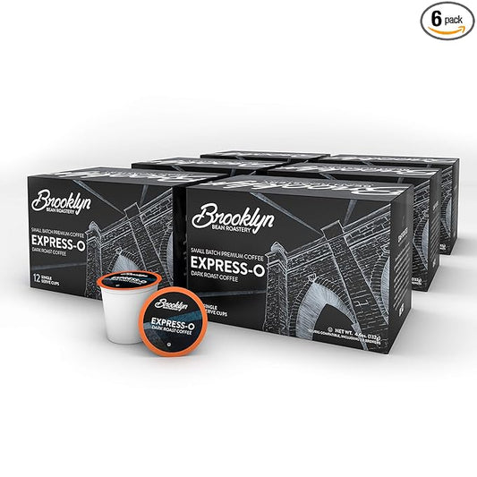 Brooklyn Beans Express-O Dark Roast Gourmet Coffee Pods, Compatible with 2.0 Keurig Coffee Pods Brewer, 72 Count