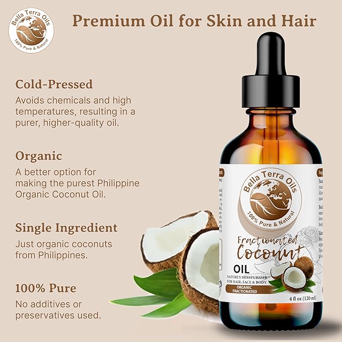 Bella Terra Oils Fractionated Coconut Oil (MCT Oil) ??1gallon, Deeply Hydrating and Nourishing, Non-Greasy, For Hair & Skin