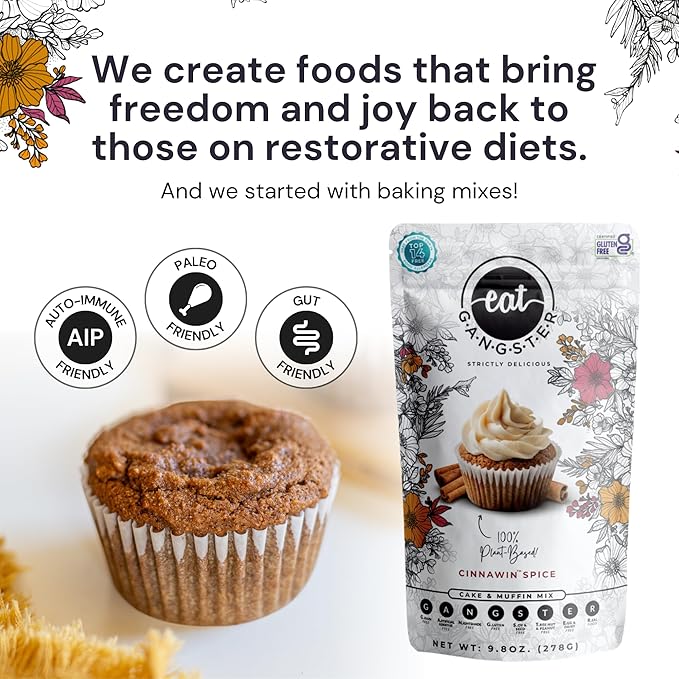 eat G.A.N.G.S.T.E.R. Cinnawin Spice Cake & Muffin Mix, Allergy-Friendly Baking Mix, Grain-Free, No Dairy, Nuts, Gluten, Dairy, For Paleo & AIP Diets, Delicious Cakes, Muffins and Cupcakes