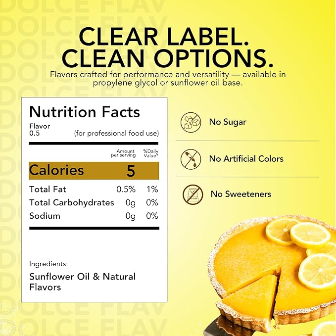 Lemon Flavor Concentrate for Food & Cosmetics ??2 Oz. Multipurpose Lemon Flavouring Oil for Lip Gloss, Pastries, & Candies in Glass Bottle ??Confection & Candy Flavoring Oils by Dolce Foglia (Keto)