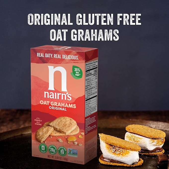 Nairn's Gluten-Free Original Oat Grahams - Healthy, Tasty and Safe for Celiacs. Perfect On-the Go Snack. High Fiber, No Artificial Colors, Flavors, or Preservatives, 5.64oz