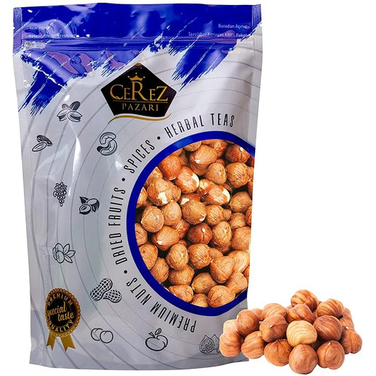 Cerez Pazari Turkish Raw Hazelnuts (Filberts), No Shell Natural Unsalted Hazelnuts, Healthy Keto Paleo Diet Snacks, Premium Quality, Gluten-Free, Vegan, Non-GMO, Resealable Bag, 3 lbs