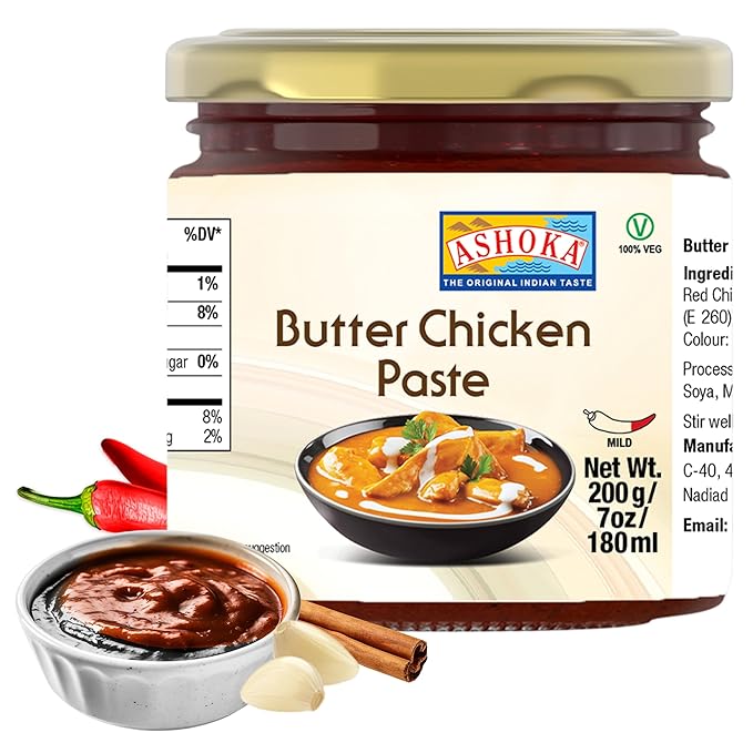 Ashoka Butter Chicken Paste | Vegan | Kosher | Gluten-Free | Easy-to -Use Curry Paste | Authentic Indian Cooking Spice Paste | Since 1932 | 200 Grams (Pack of 1)