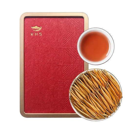 KHS Organic Black Tea Grade AAA (Super Grade), 3.17 OZ Chinese Yunnan Black Tea Loose Leaf, No Dust Production Workshop, Natural Organic Planting Loose Leaf Tea Perfect for Hot Brew, Dian Hong