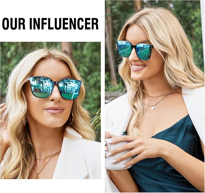 DUCO Oversized Polarized Sunglasses Womens Trendy Mirrored Shades Retro Round Vintage Light Weight UV400 Sun Glasses W016
