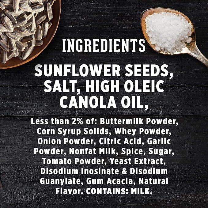 DAVID SEEDS Roasted and Salted Ranch Jumbo Sunflower Seeds, Keto Friendly, 5.25 oz, 12 Pack