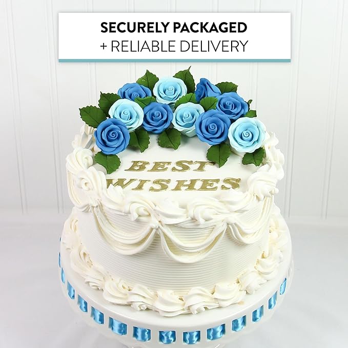 Global Sugar Art Premium Edible Roses, Deep Blue, Unwired, Medium 1.5 inches, 12 Count by Chef Alan Tetreault