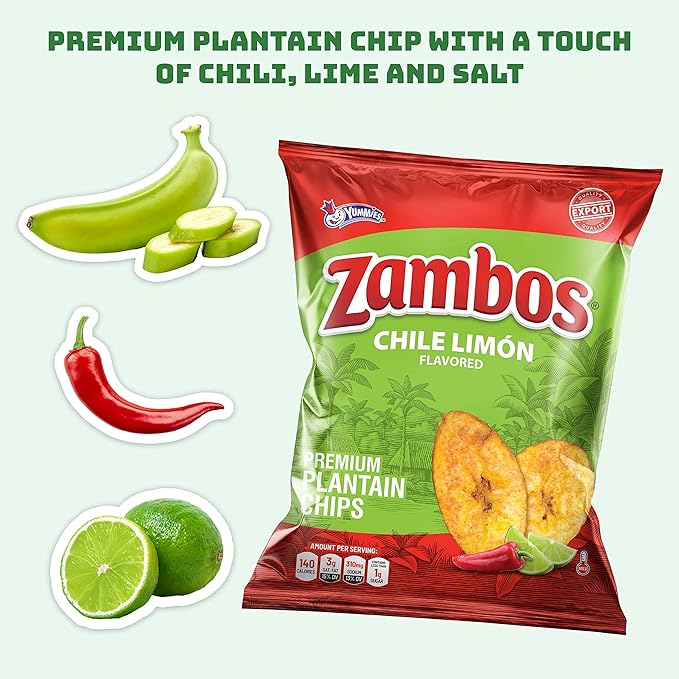 Zambos Plantain Chips Chile Limon (Pack of 4)