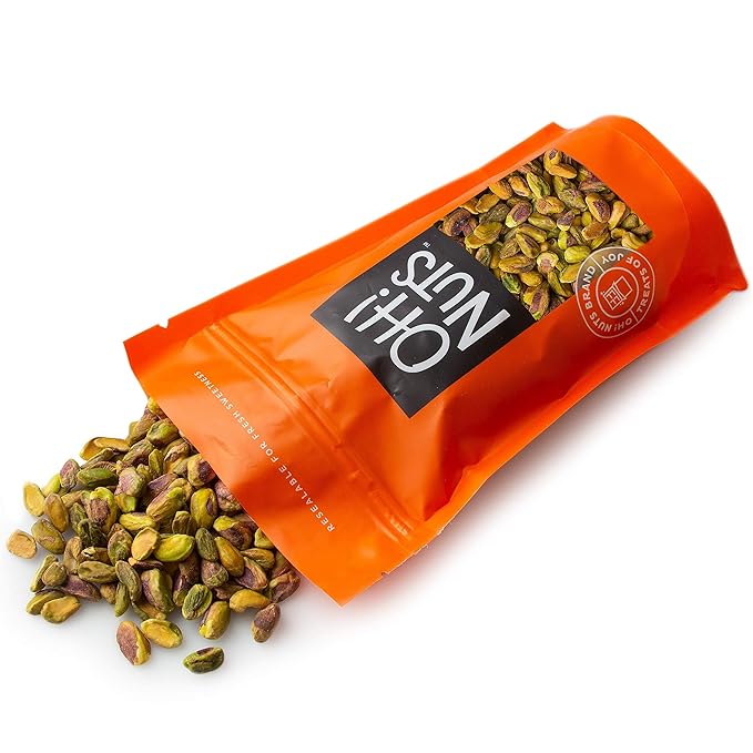 Oh! Nuts Pistachios No Shell - Raw - 100% Natural - 1 lb - Raw Whole California Pistachios - Packed in New York Zip-Seal Bag for Exceptional Freshness