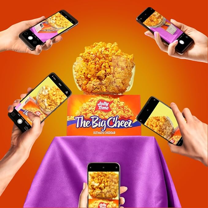 Jolly Time The Big Cheez, Cheddar Cheese Microwave Popcorn, 3.2oz Sharing Bag, 3 Bags Per Carton (The Big Cheez, 3.2 Ounce (Pack of 12))