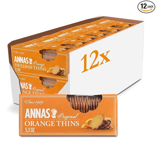 Annas Thins - Orange Pepparkakor - non GMO + Vegan (51-066), 5.25 Ounce (Pack of 12)