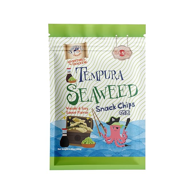 Japanese Tempura Seaweed Chips, Noriten ??Wasabi and Soy Sauce Flavor | 5.29oz | Made in Japan by Swashbuckle Snacks