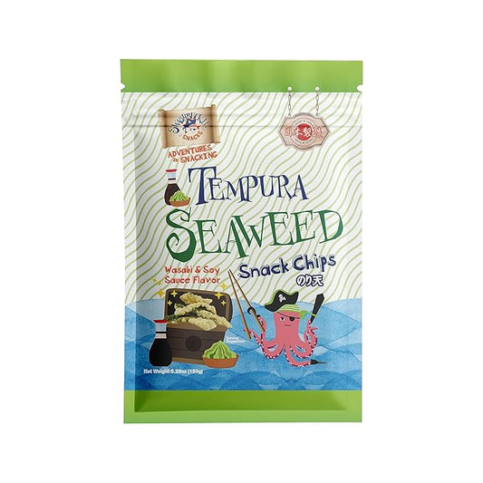 Japanese Tempura Seaweed Chips, Noriten ??Wasabi and Soy Sauce Flavor | 5.29oz | Made in Japan by Swashbuckle Snacks