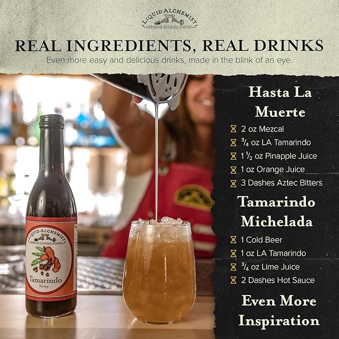 Liquid Alchemist Tamarind Syrup for Cocktails - Real Ingredients Make our Tamarindo Syrup the Perfect Spicy Margarita Mix - Made Fresh with All Natural Tamarind Concentrate (25.4 oz)