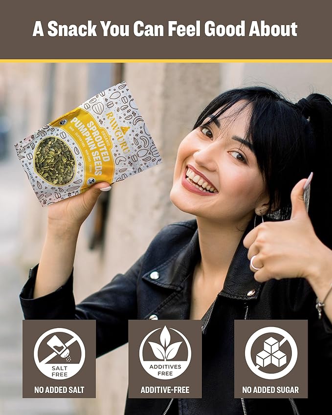 RawGuru Organic Sprouted Pumpkin Seeds - Pumpkin Seeds to Eat - 16 oz, Pack of 3