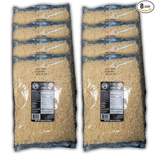 Bearded Butchers High-Temp Pepper Jack Cheese, Case of 8 (2.5 lb Bags) ??20 lbs Total, Shelf-Stable 1/4-Inch Cubes for Up to 25 lbs of Meat Per Bag, 400°F High-Temperature Cheese ??Ideal for Sausage Making, Brats, Snack Sticks, Burgers, and More