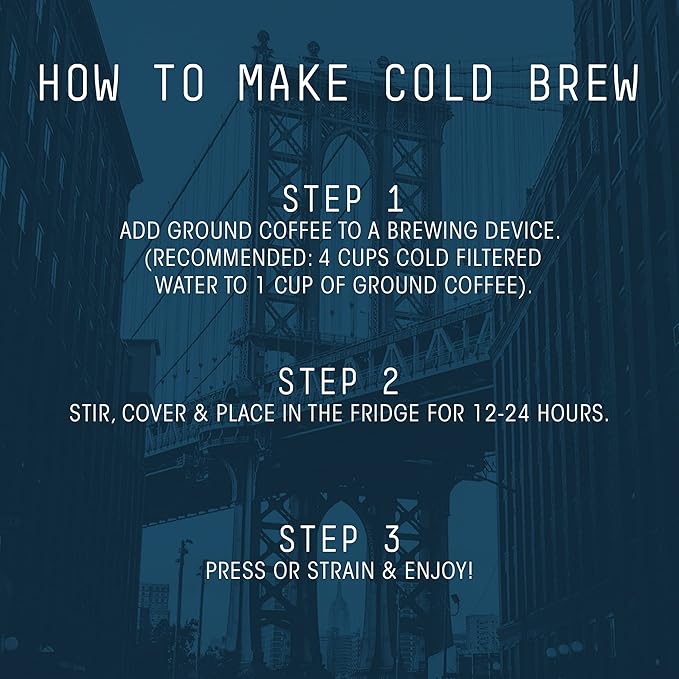 Stone Street Cold Brew Coffee, Breakfast Blend, Low Acid, 100% Arabica, Gourmet Coffee, Medium Roast, Coarse Ground, 1 LB