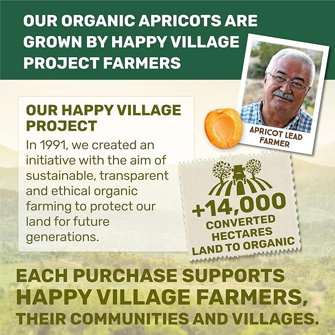 Happy Village Organic Soft Dried Apricots On the Go – 3 Bags (15 Individual Portion Packs) | Healthy, Organic, Non-GMO, Vegan, Kosher, Gluten-Free Snack Packs