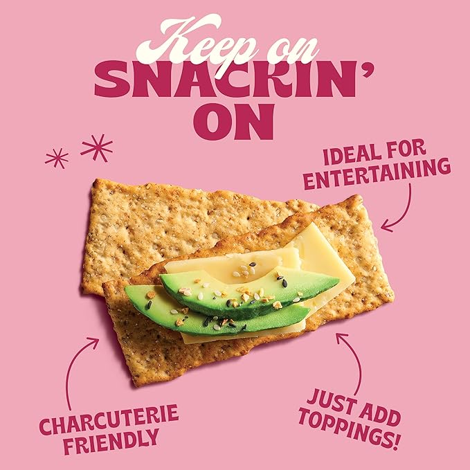 Back to Nature Pink Himalayan Sea Salt Multigrain Flatbread Crackers, Non-GMO, Vegan Friendly, Made with Wheat Flour & Whole Grains, 5oz Box